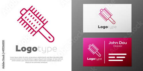 Logotype line Hairbrush icon isolated on white background. Comb hair sign. Barber symbol. Logo design template element. Vector.