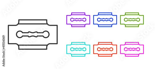 Black line Blade razor icon isolated on white background. Set icons colorful. Vector.