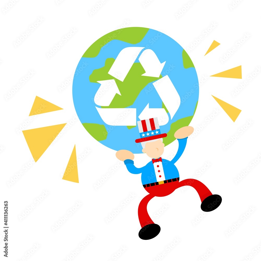uncle sam america and healthy world recycle cartoon doodle flat design style vector illustration uncle sam america and healthy world recycle cartoon doodle flat design style vector illustration