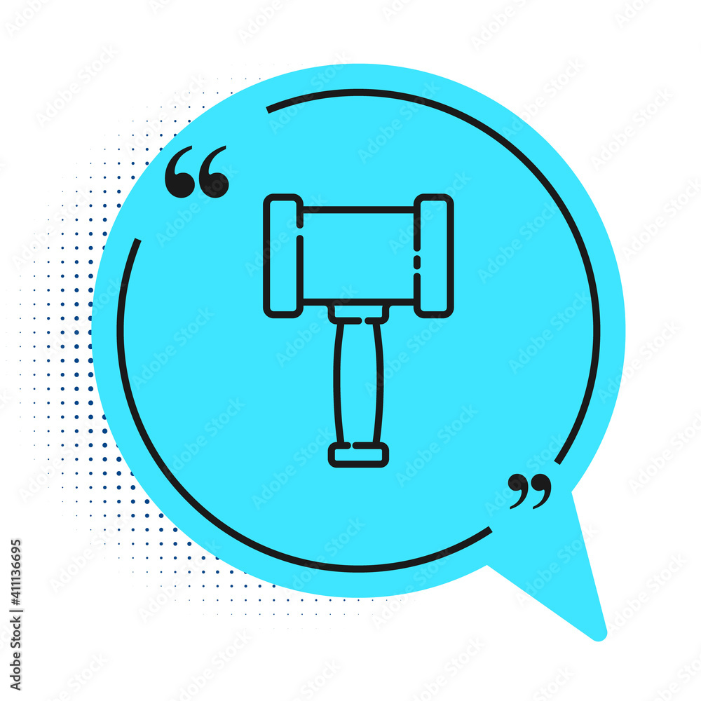 Black line Judge gavel icon isolated on white background. Gavel for adjudication of sentences and bills, court, justice. Auction hammer. Blue speech bubble symbol. Vector. Black line Judge gavel icon isolated on white background. Gavel for adjudication of sentences and bills, court, justice. Auction hammer. Blue speech bubble symbol. Vector.
