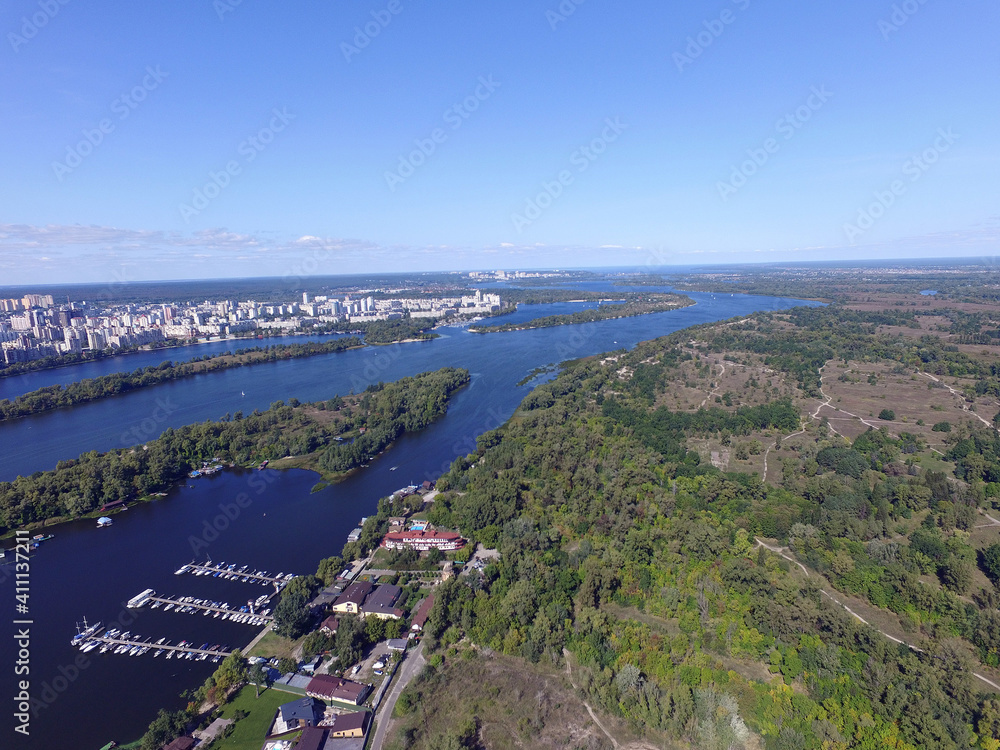 Panoramic view of Kiev (drone image). 