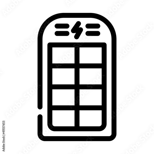 solar battery line icon vector illustration flat