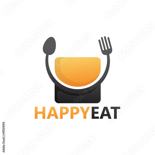 Happy eat logo template design