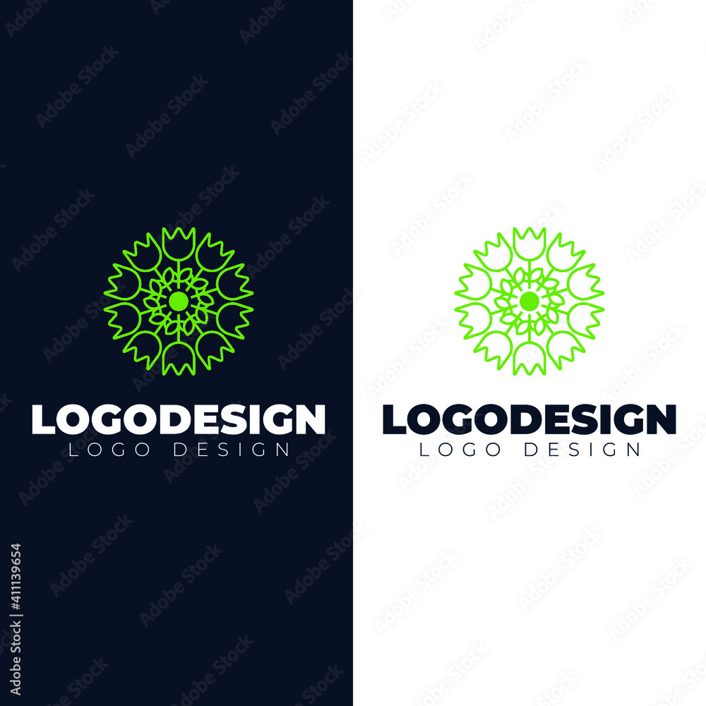 Green floral nature logo design vector template