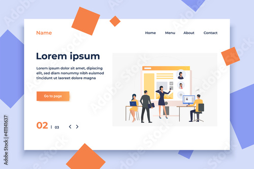Hiring agency, applicants and job interview. Personnel, hr, employment concept, presentation slide template. Can be used for topics like business, recruitment, human resources