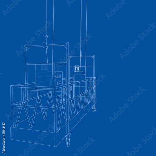 Empty construction elevator. Vector