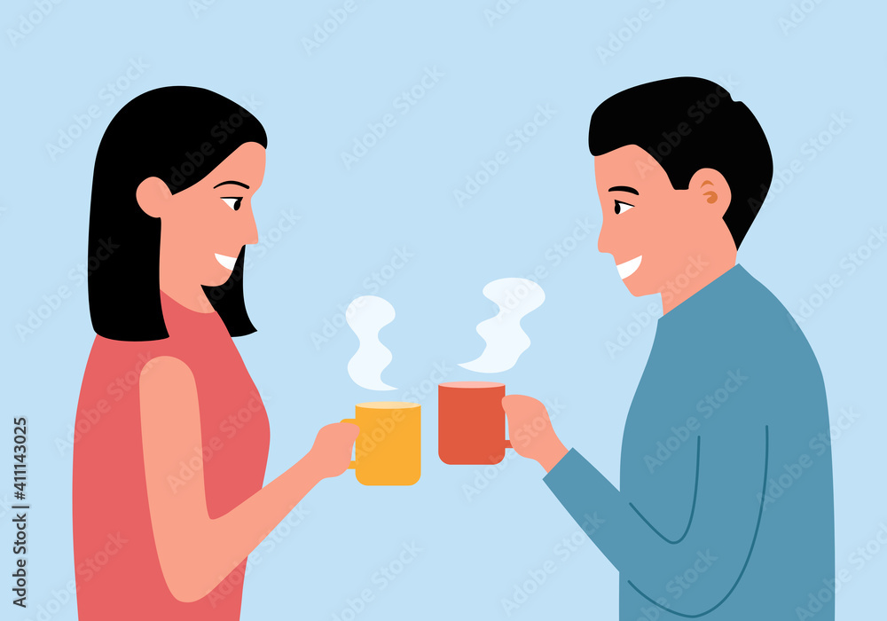 Man and woman drinking hot coffee or tea during meeting at office. Coffee break. Coffee lover. Man and woman drinking hot coffee or tea during meeting at office. Coffee break. Coffee lover.