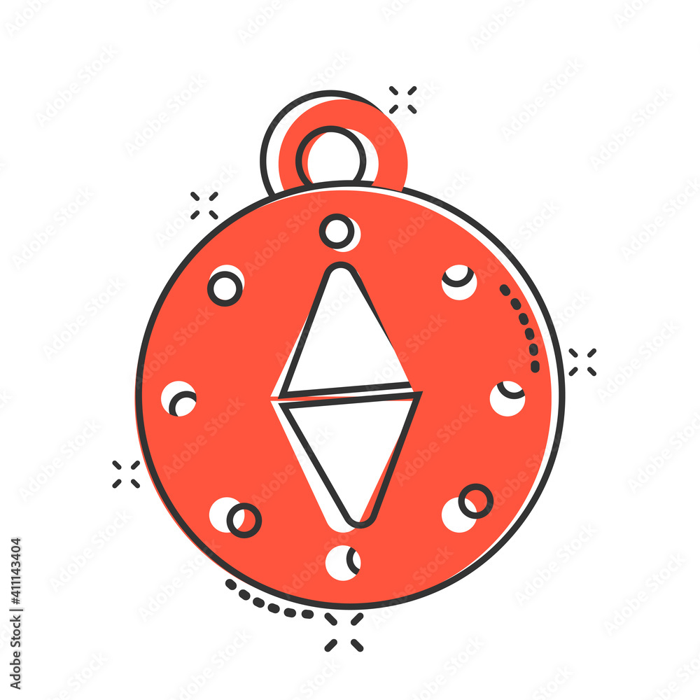 Compass icon in comic style. Navigation equipment cartoon vector illustration on white isolated background. Journey direction splash effect business concept. Compass icon in comic style. Navigation equipment cartoon vector illustration on white isolated background. Journey direction splash effect business concept.