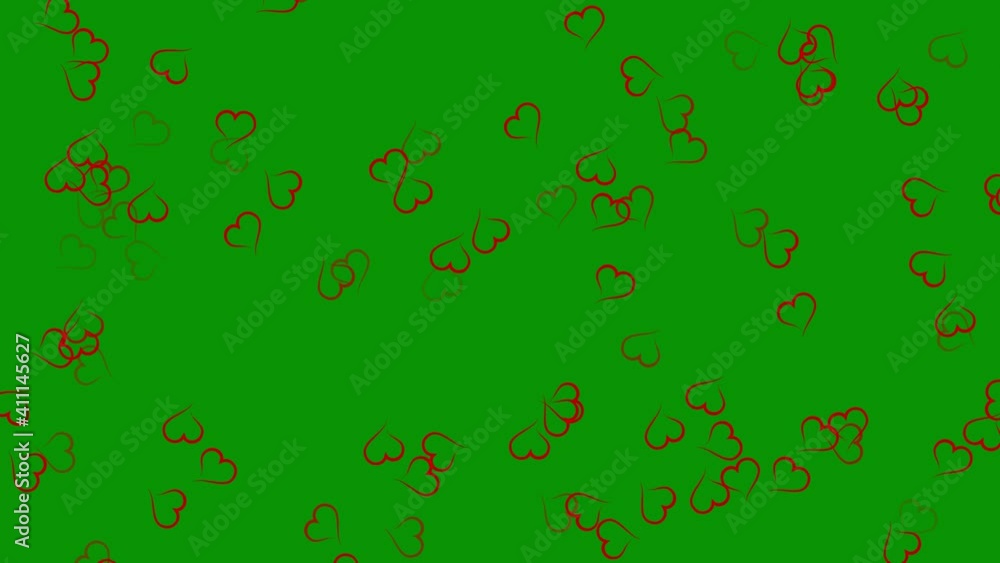 Red hearts motion graphics with green screen background Red hearts motion graphics with green screen background