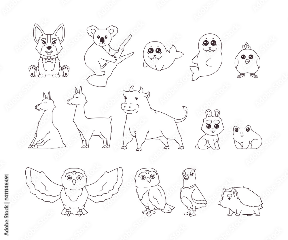 Set line style animals icons.