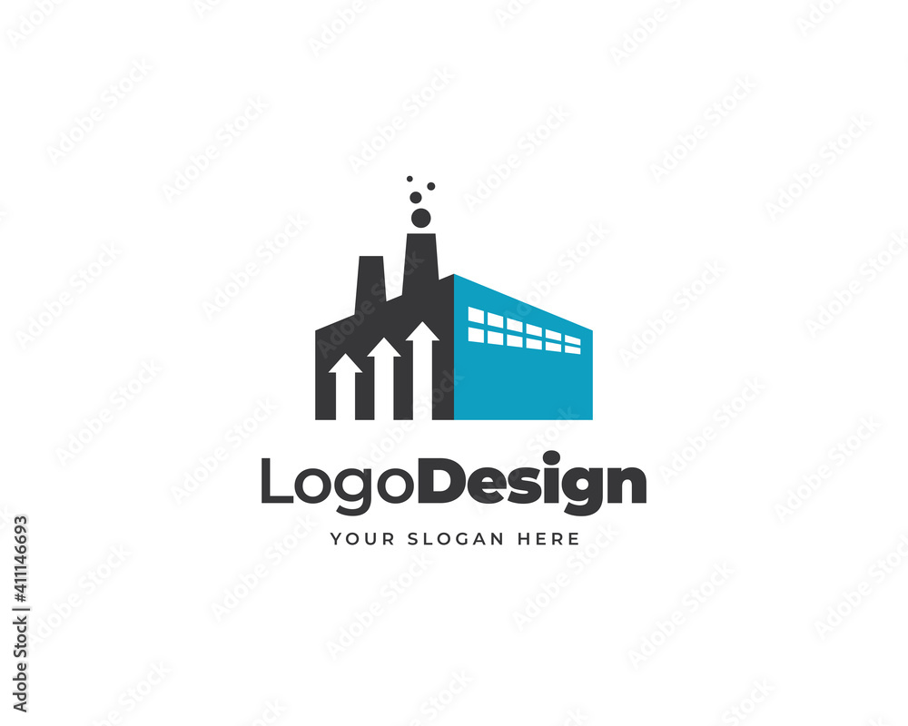Factory building logo design vector. Modern industrial logo design