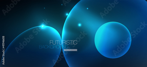 Neon ellipses abstract backgrounds. Shiny bright round shapes glowing in the dark. Vector futuristic illustrations for covers  banners  flyers and posters and other