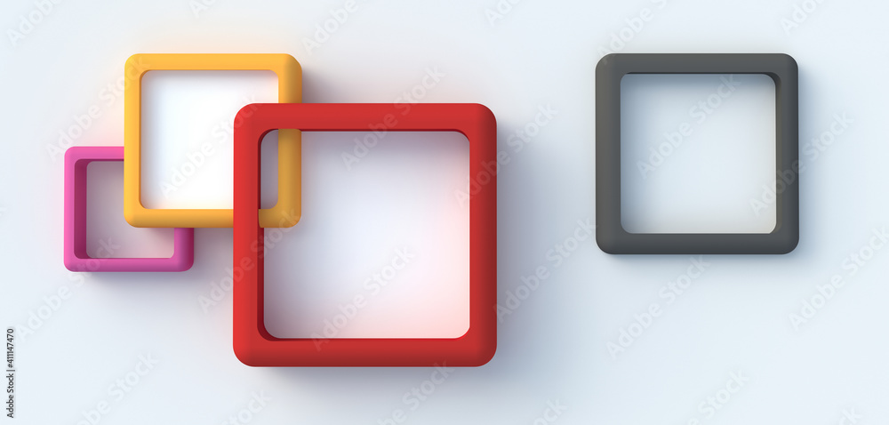 Colored volumetric frames on a light background. Place for your text. Colored volumetric frames on a light background. Place for your text.