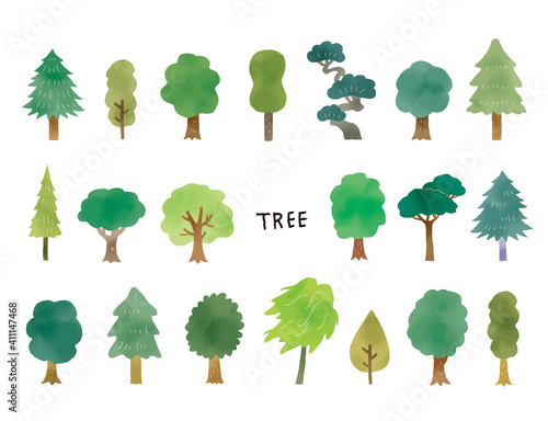 シンプルな木のイラストアイコンセット
