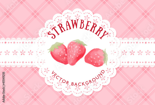 vector background with strawberries and doily for banners, cards, flyers, social media wallpapers, etc.