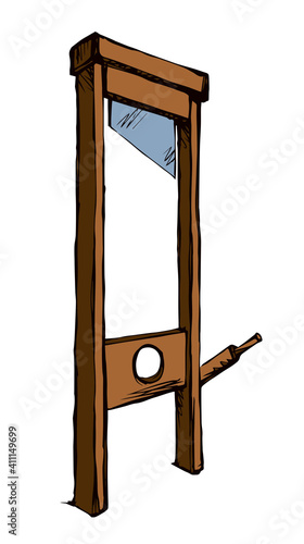 The ancient guillotine. Vector drawing
