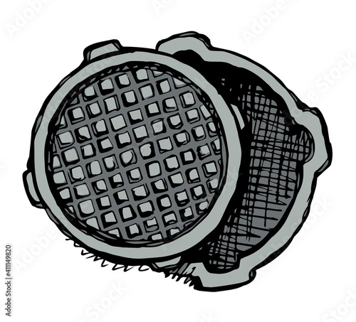 Round manhole cover. Vector drawing