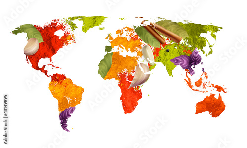 Spices And Herbs Map Concept