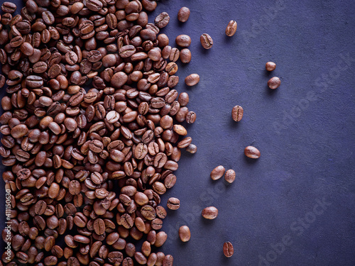 roasted coffee beans on dark background