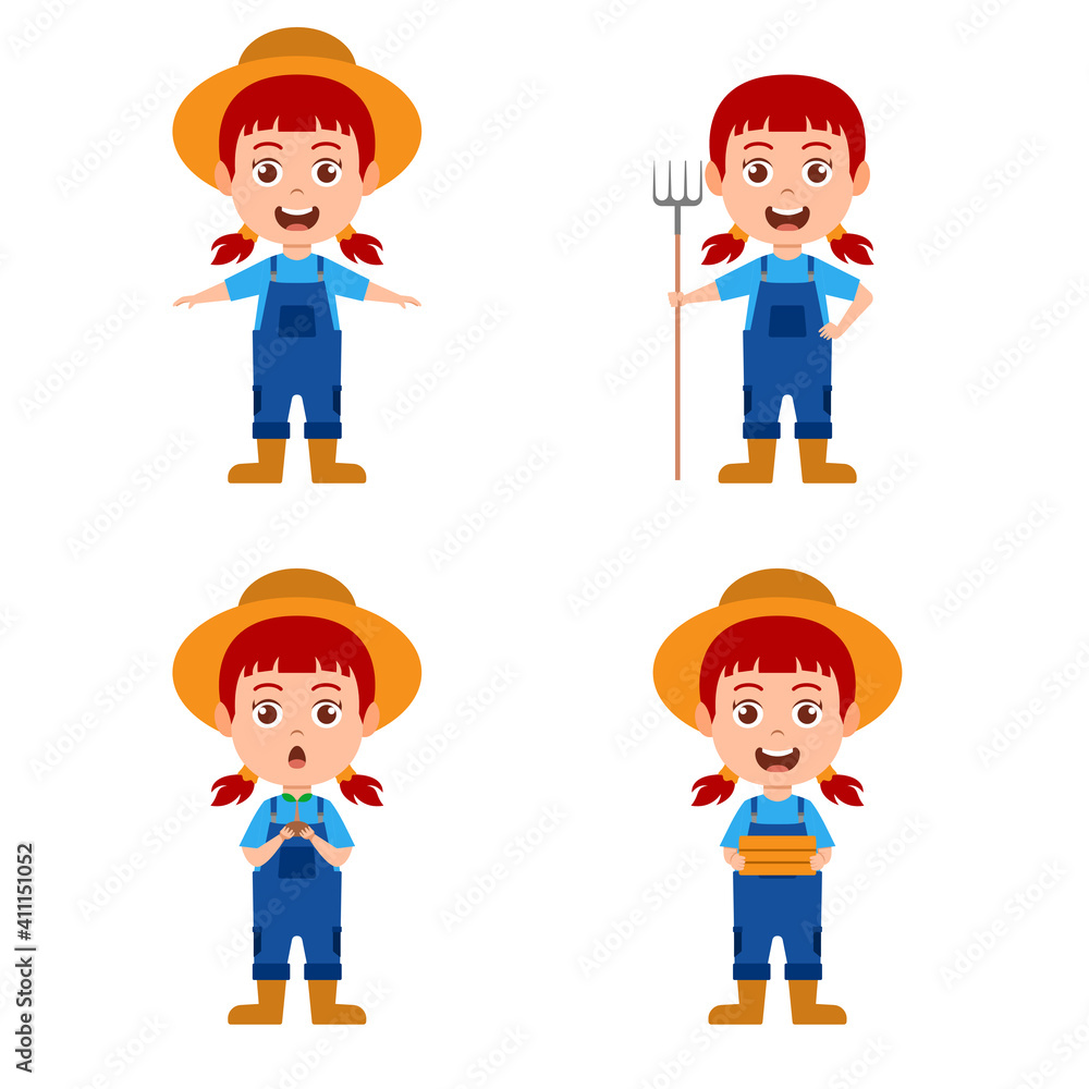 A Set Of cute girl kids gardener vector illustration. Collections Of kids gardener Concept White Isolated. Flat Cartoon Style Suitable for Web Landing Page, Banner, Flyer, Sticker, Card, Background. A Set Of cute girl kids gardener vector illustration. Collections Of kids gardener Concept White Isolated. Flat Cartoon Style Suitable for Web Landing Page, Banner, Flyer, Sticker, Card, Background.