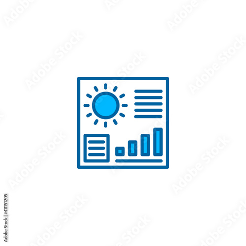 Weather manager dashboard illustration icon in blue style. Vector