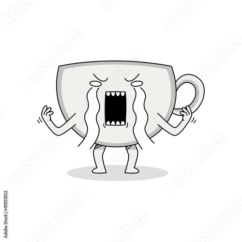 Cute cup cartoon character crying