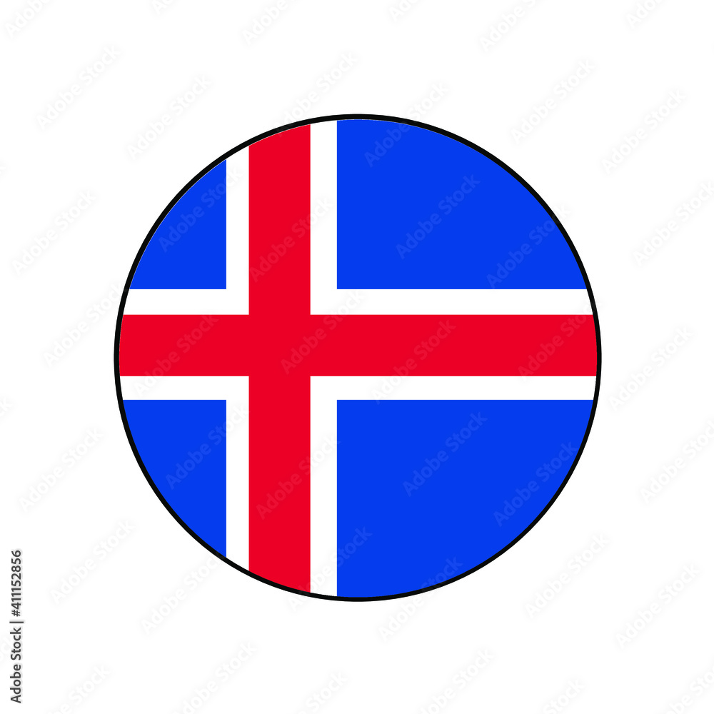 Iceland Circle Flag Icon Set in northern Europe.