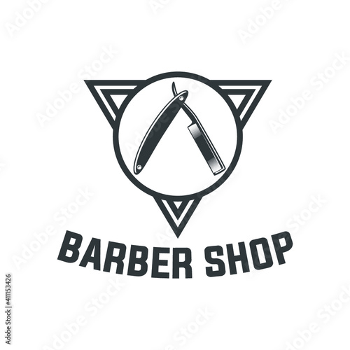 Retro Barbershop Abstract Vector Sign, Emblem or Logo Template