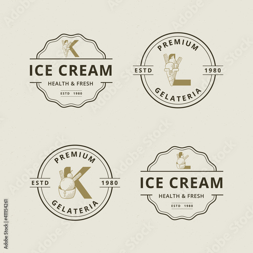 Letter K and L with abstract ice cream logo template 