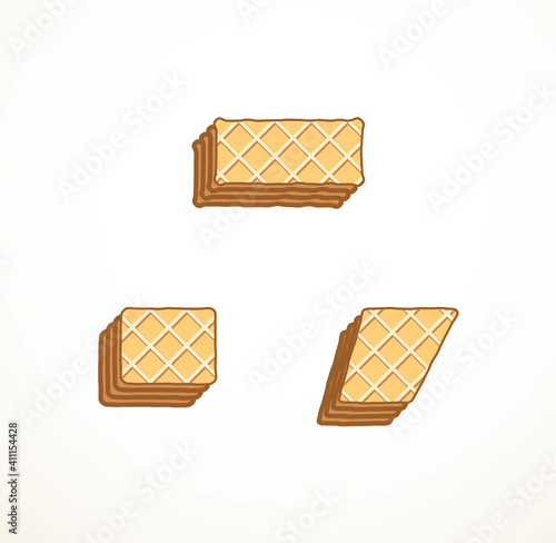 Vector set of stylized symbols wafers with cream inside