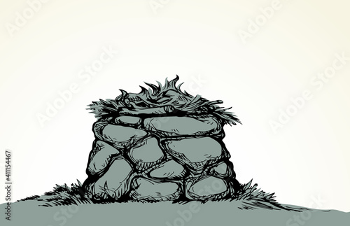 Stone Altar. Vector drawing