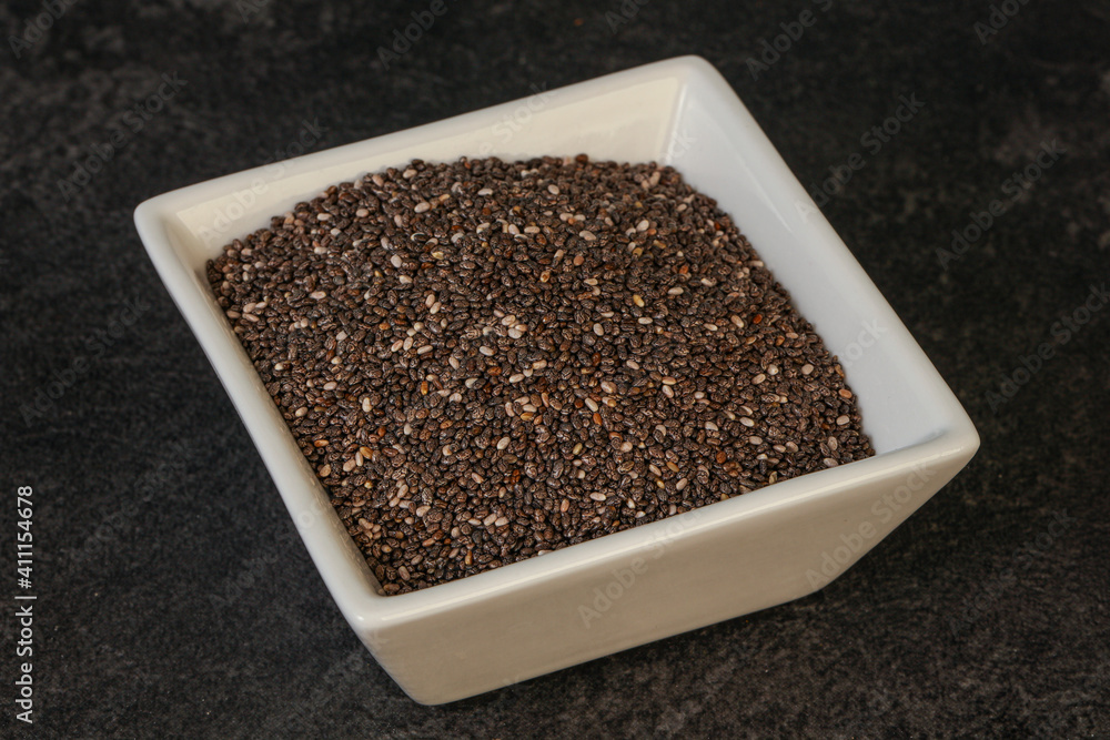 Seasoning chia seeds in the bowl Seasoning chia seeds in the bowl