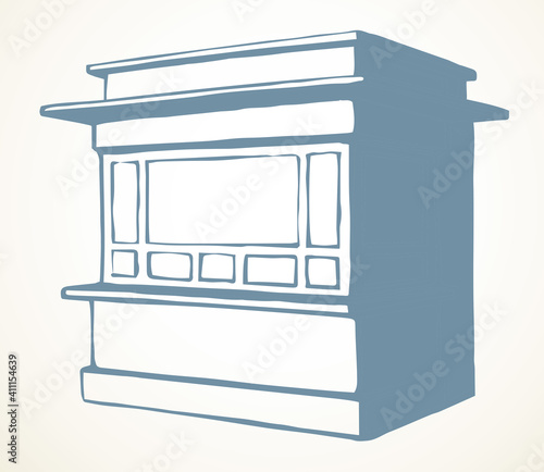 Shop stall. Vector drawing kiosk