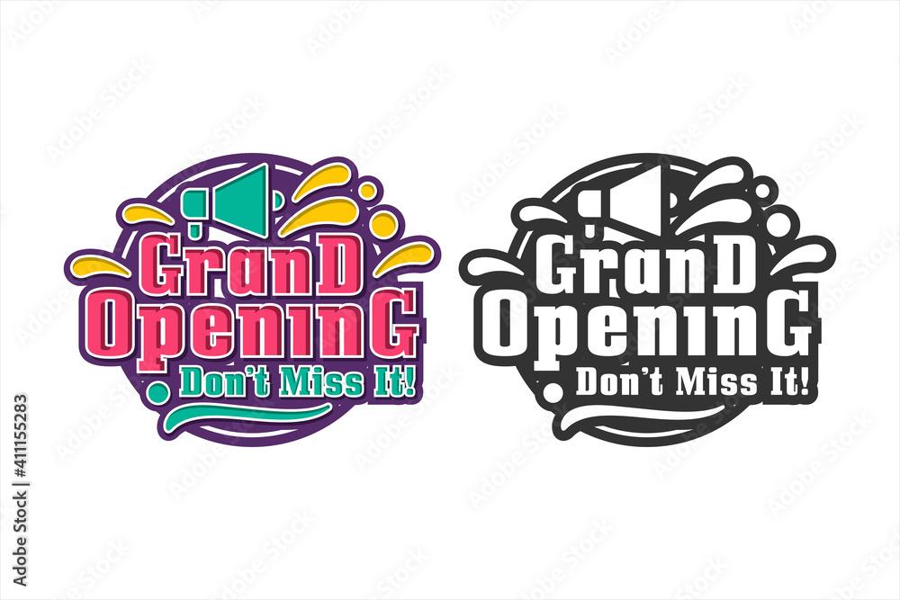 Grand opening don't miss it vector design set
