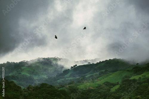 Clouds over the mountains in Monteverde rainforest Costa Rica