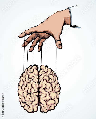 Man is a puppet. Vector drawing