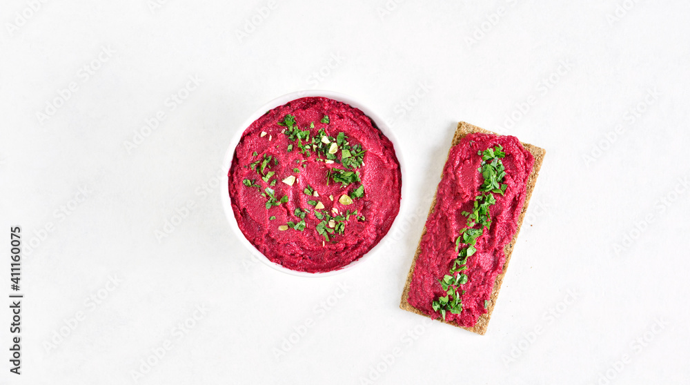 Homemade beet hummus