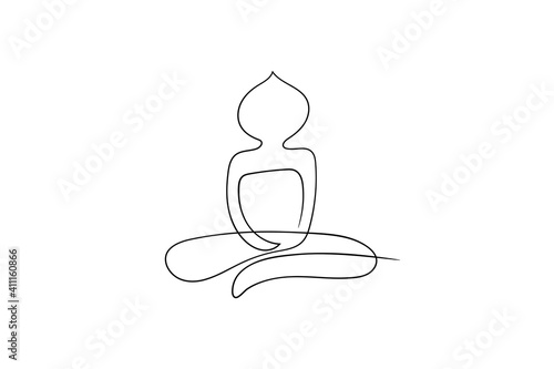 continuous line drawing of  abstract monk meditating. vector illustration for graphic design or mental health content