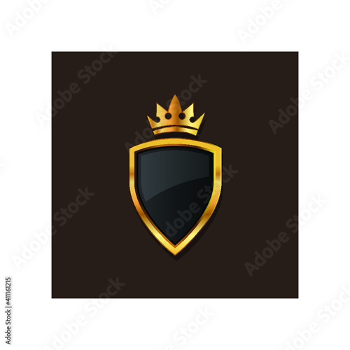 Black and gold shield and ribbon 