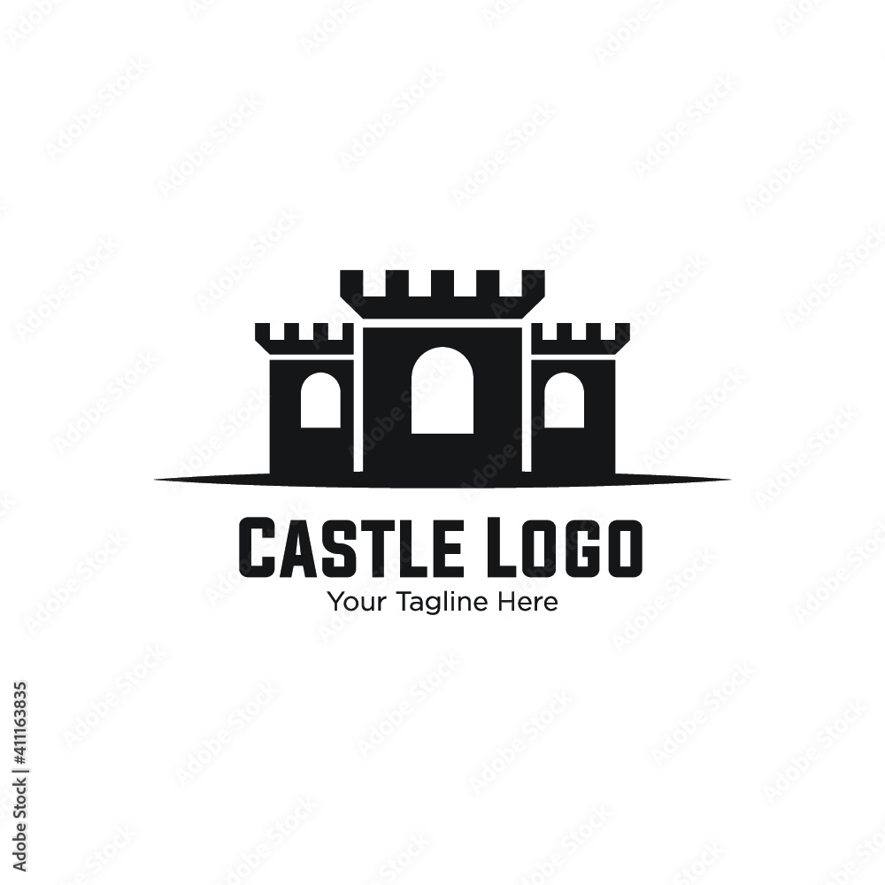Castle Logo, Authentic Castle tower silhouette for real estate, protect systems 