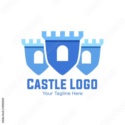 Castle Logo, Authentic Castle tower silhouette for real estate, protect systems 