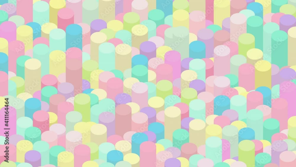 Animation of colorful 3d cylinders moving up and down. Animation of colorful 3d cylinders moving up and down.