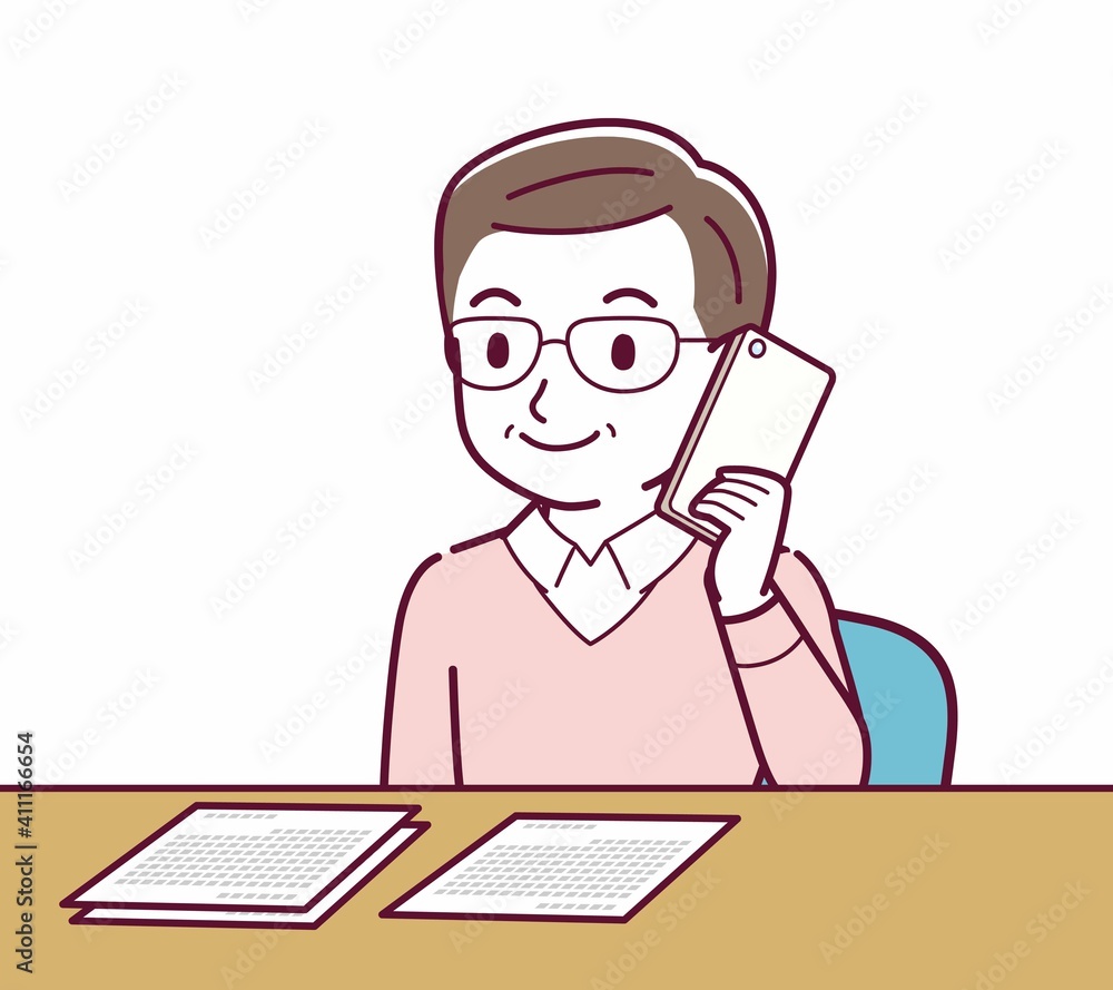 Elderly man in red sweater_D