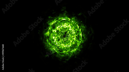 Colorful abstract of shock wave glowing blazing light burning texture element on black background for design content