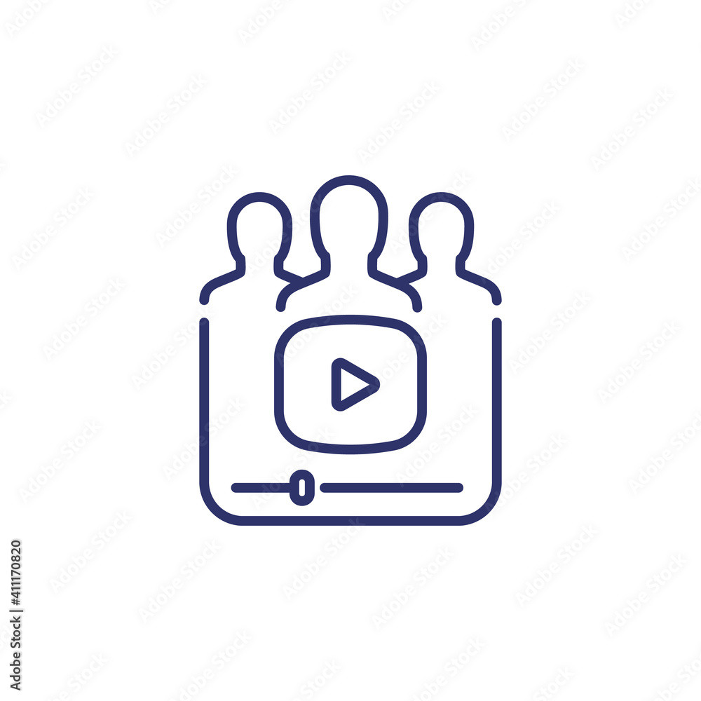 video marketing line icon on white video marketing line icon on white