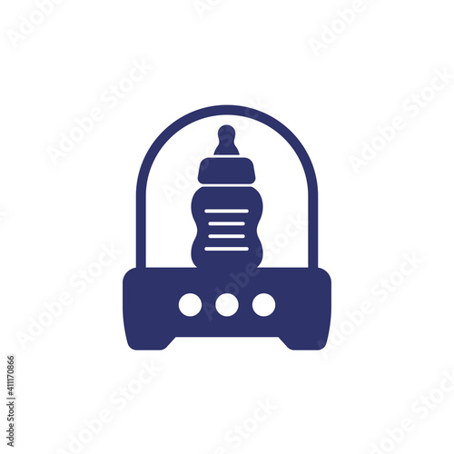 Baby bottle sterilizer icon on white