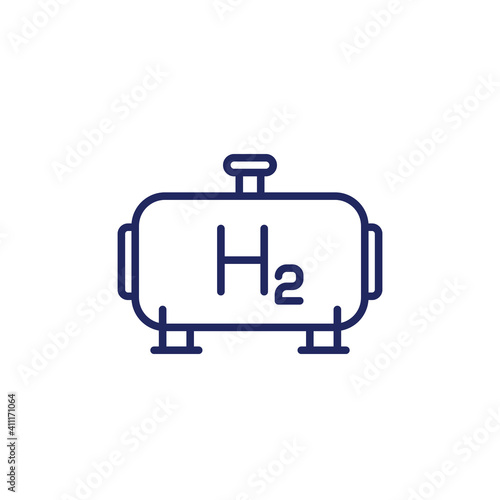hydrogen gas tank line icon on white