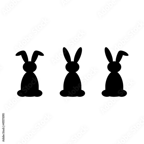 vector illustration. black Easter rabbits set on white