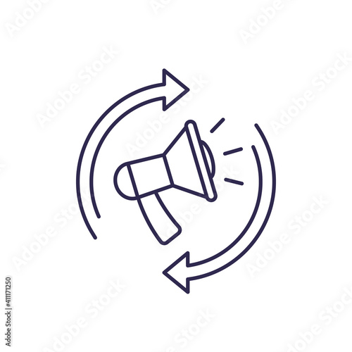remarketing line icon with a loudspeaker