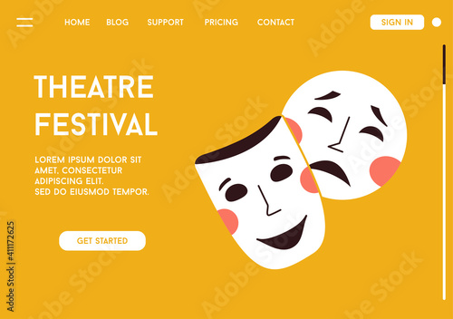 Vector landing page of Theatre Festival concept